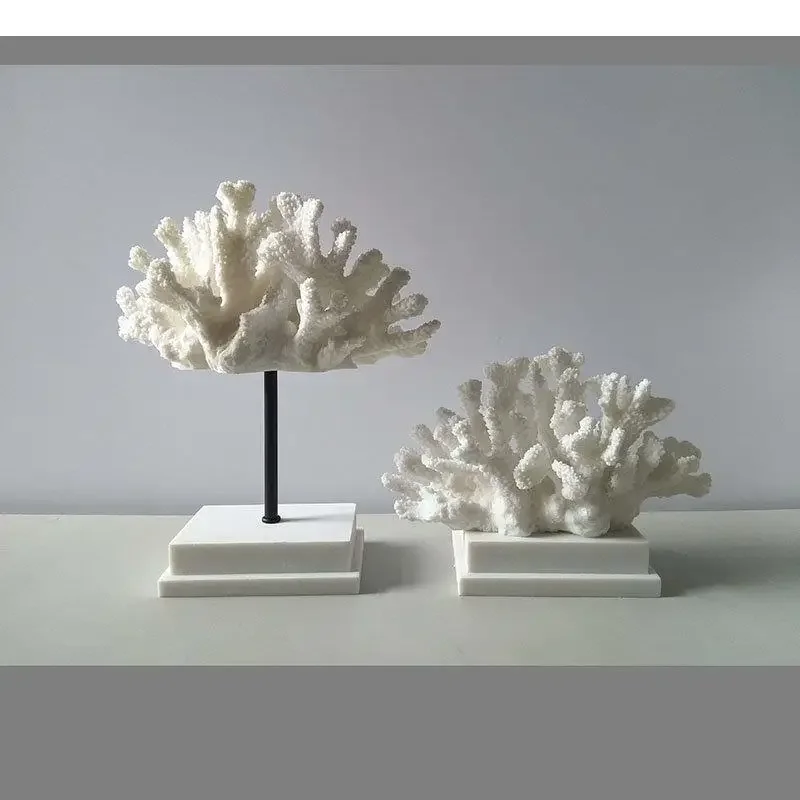 Multiple Styles White Coral Statue Resin Crafts Desk Decoration Modern Artwork Ornaments Sculpture Room Aesthetics Decor