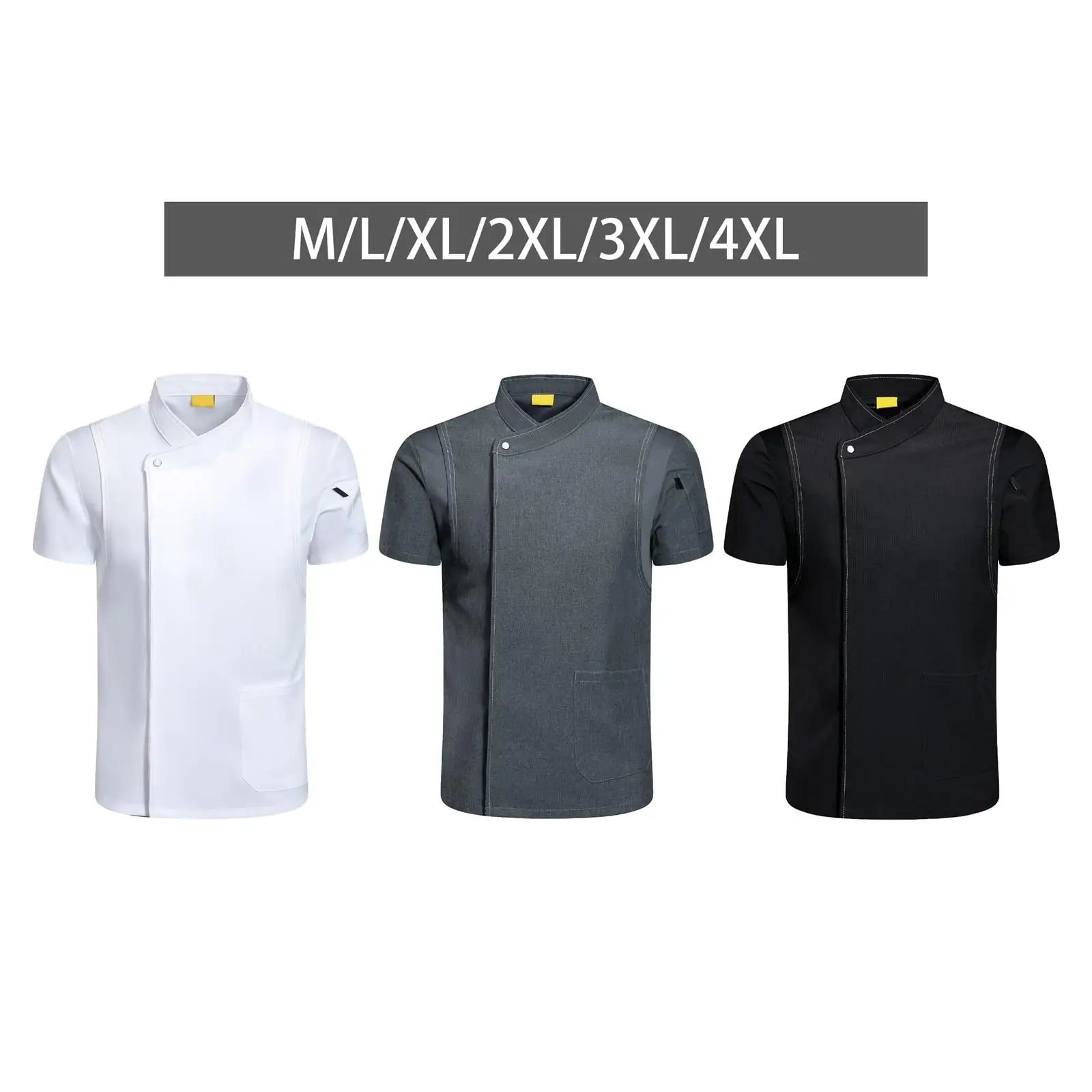 سترة معطف الشيف بأكمام قصيرة، زي عمال للجنسين لمطعم صناعة بار الفندق #2