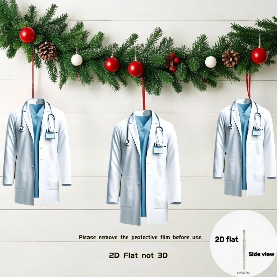 Doctor's Clothing Pendant Keychain,Doctor Theme 2D Flat Acrylic Ornament Charm,Hanging Decoration for Car,Bag,Festive,Party,Gift