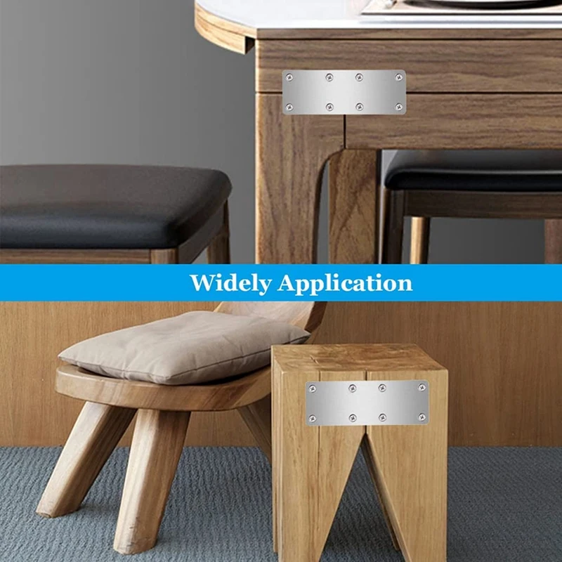 

4 PCS Straight Bracket Flat Mending Plate Stainless Steel Brace with Screws for Furniture Wooden Door Wood-AB09