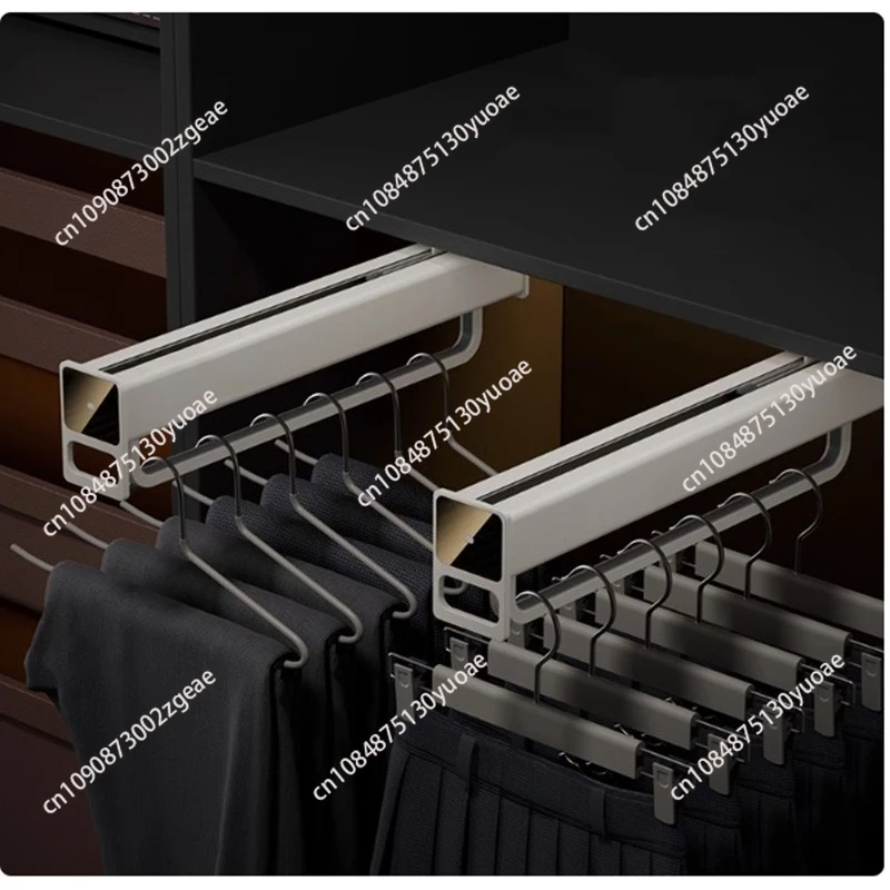

Clothes hanging rod, cabinet wardrobe, longitudinal vertical pull-out hanger, telescopic slide rail