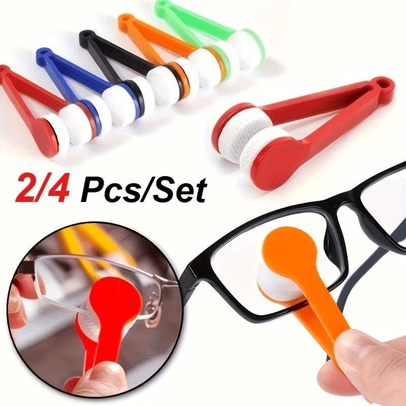 2/4 PCS/Set Glasses Cleaning Brush Set Portable Mirror Cloth Glasses Wiping - No Damage to Lenses - Clean Without Leaving Marks