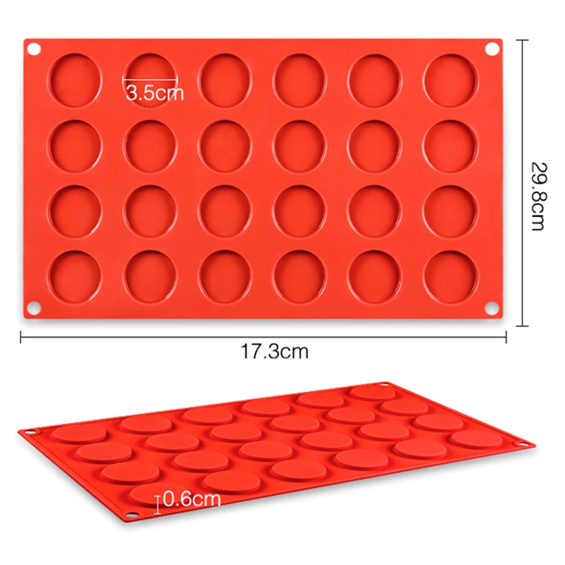 24 Hole 3.5x0.6cm Round Silicone Cake Mold Mousse Silicone Chocolate Mold Dessert Tool Fondant Pudding Ice Baking  Mold