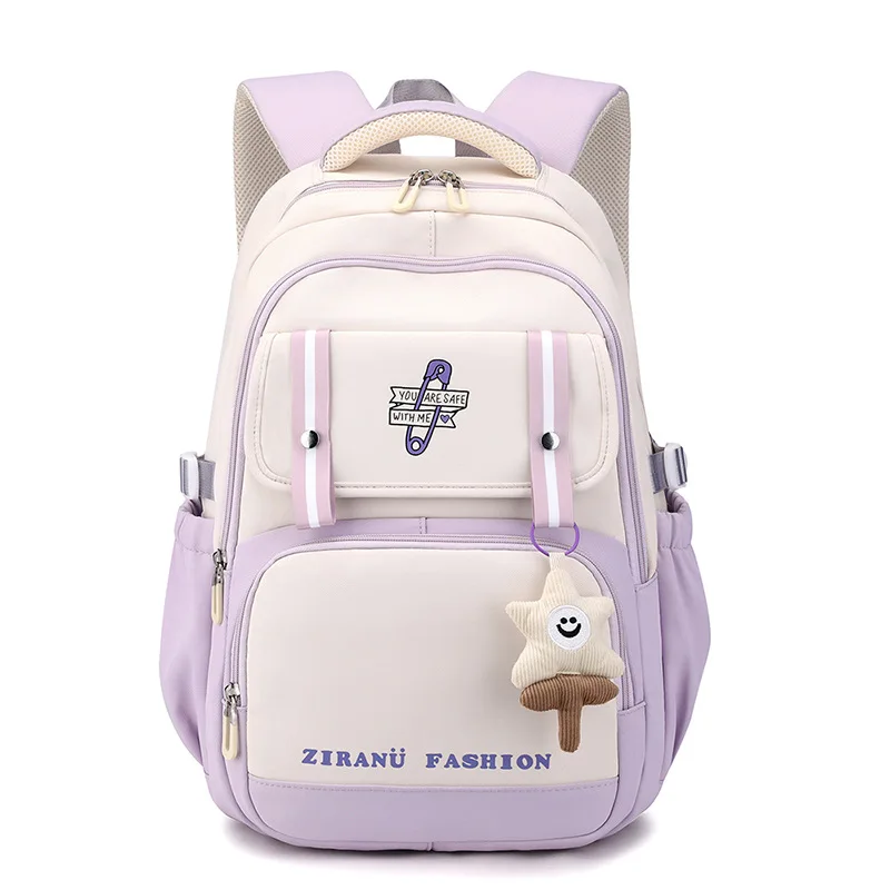 Mochilas escolares de colores para niñas, morral escolar de gran capacidad, impermeable, con colgante para helado, de 1 a 6 grados