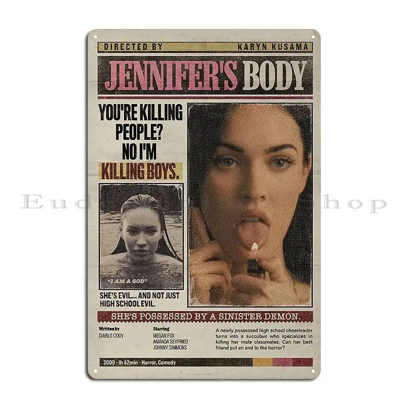 Movie Jennifer S Body Poster Metal Plaque Retro Garage Designing Customize Printing Tin Sign Poster