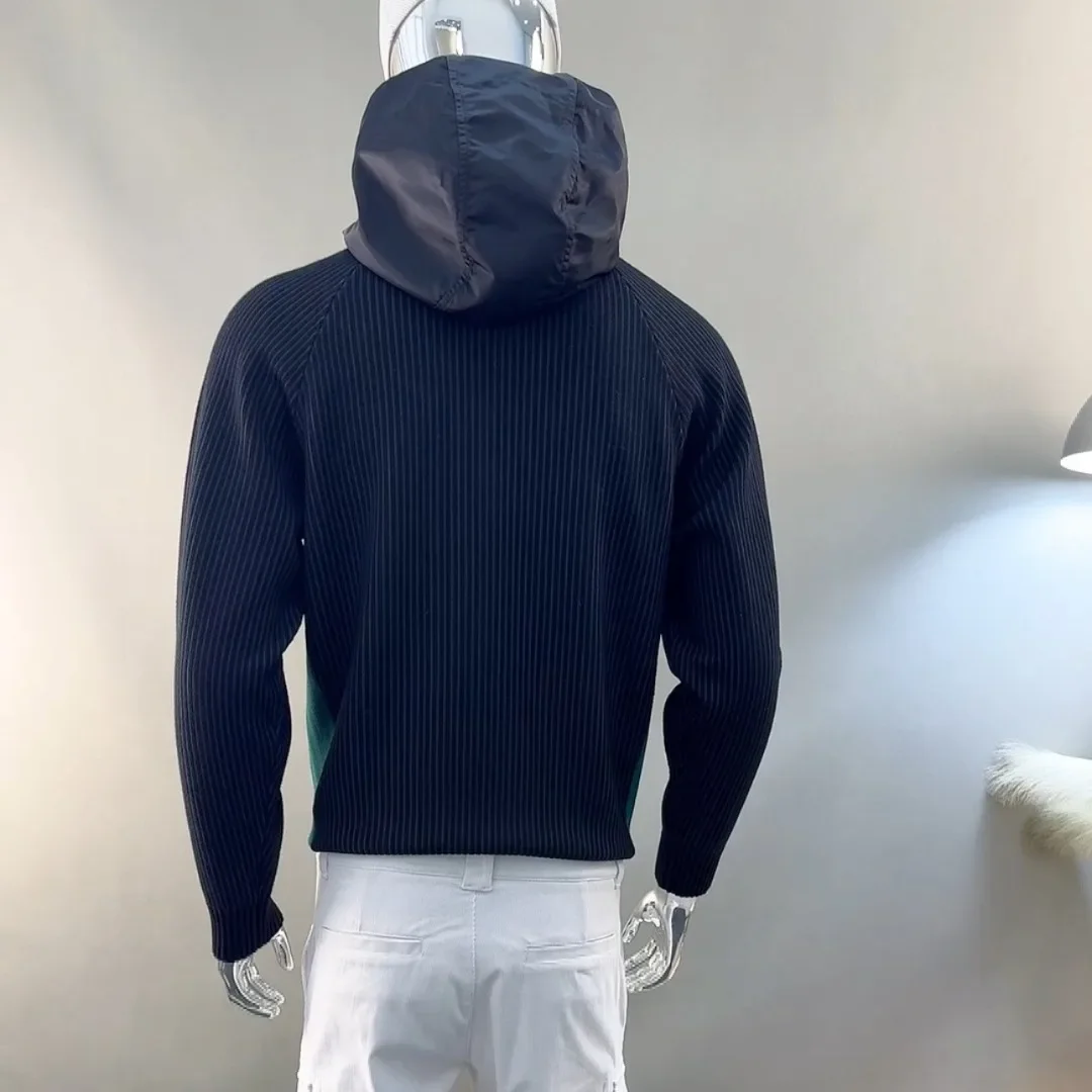 Men's Golf Hooded Knit Sweater 2026 Fall New Korean Style Custom Sporty Thick Warm Wool Blend Breathable Soft Stretch Cozy Daily