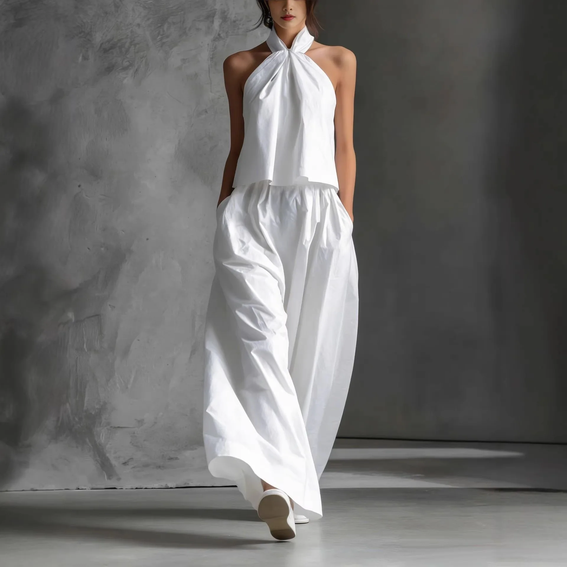 

2026 Summer New Loose Sleeveless Top High Waist Wide Leg Pants Two-piece Set Women