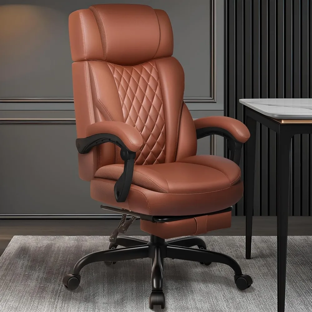 

Executive Leather Office Chair, Big and Tall Office Chair with Footrest Home Office Desk Chairs, Ergonomic Computer Desk Chair