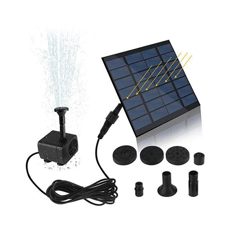 Solar Water Fountain With 7 Nozzles Water Pump Filter Multifunctional Decorative Props Portable