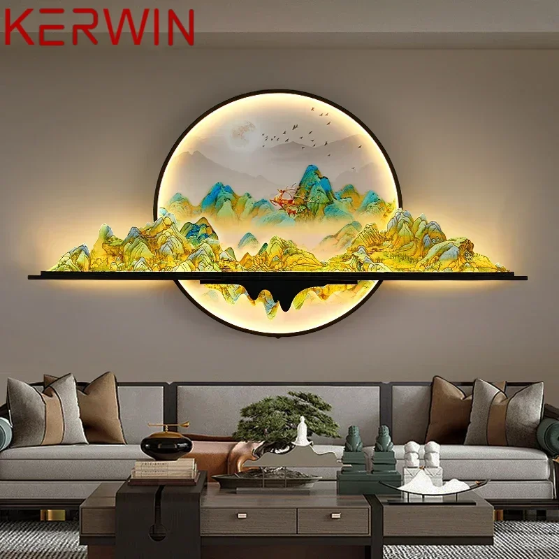 KERWIN Modern Picture Wall Light LED Chinese Creative Landscape Mural Lamp For Home Living Room Study Bedroom Decor Painting