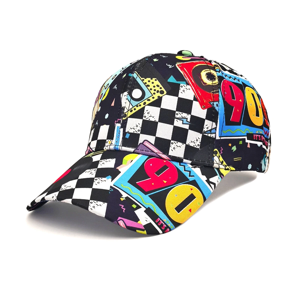 Klassische Baseballkappe mit zufälligem Graffiti-Muster aus den 90er Jahren, verstellbarer Sonnenhut für den täglichen Gebrauch, für Damen und Herren, lässige Dekoration, Street-Style-Hut