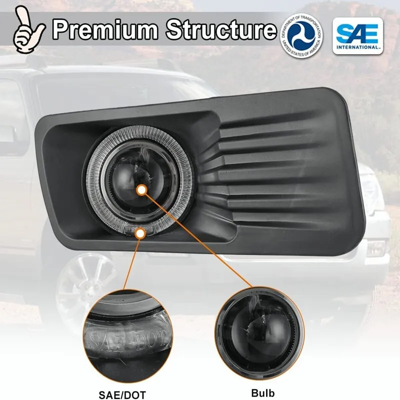 fog light assembly 2 pcs For Ford Trac 2007-2010 Explorer 2006-2010 Explorer Sport halo projector fog lamp front driving bumper