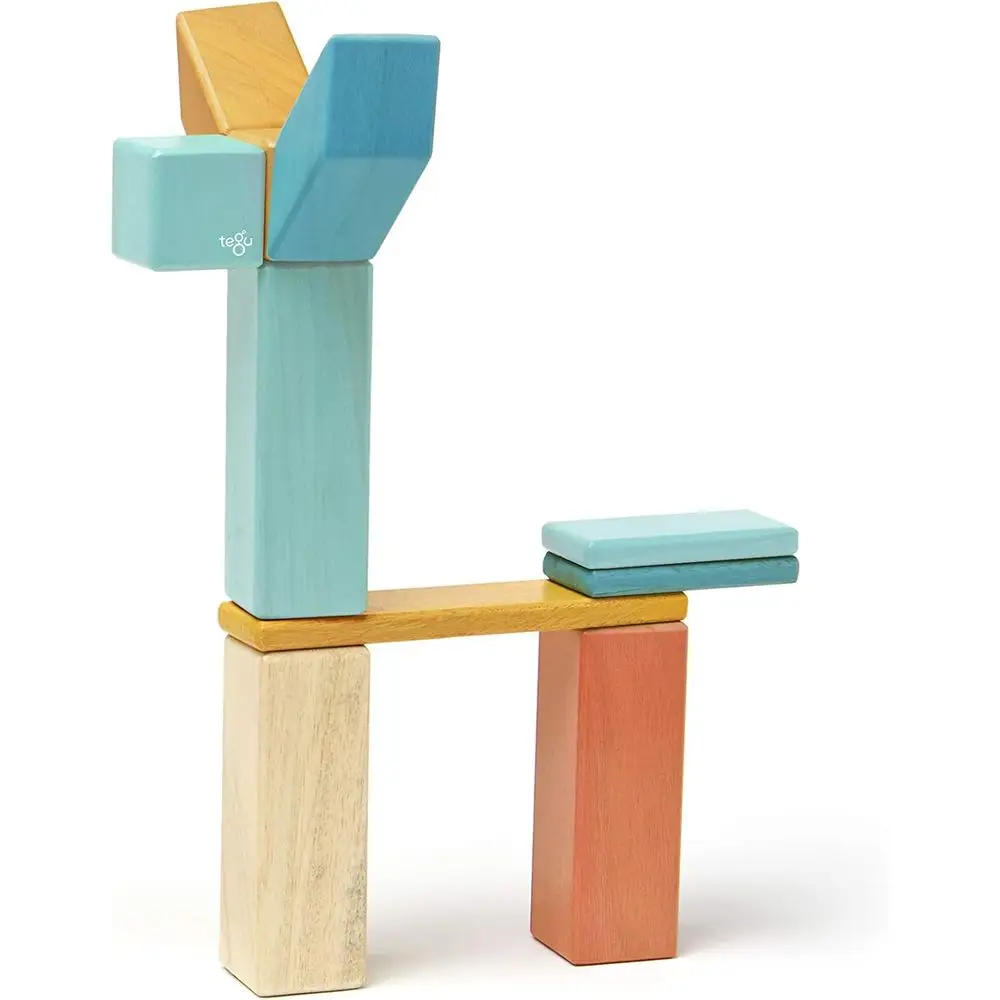 Bloques de madera magnéticos Sunset de 42 piezas Tegu, adecuados para edades de 1 a 99 años