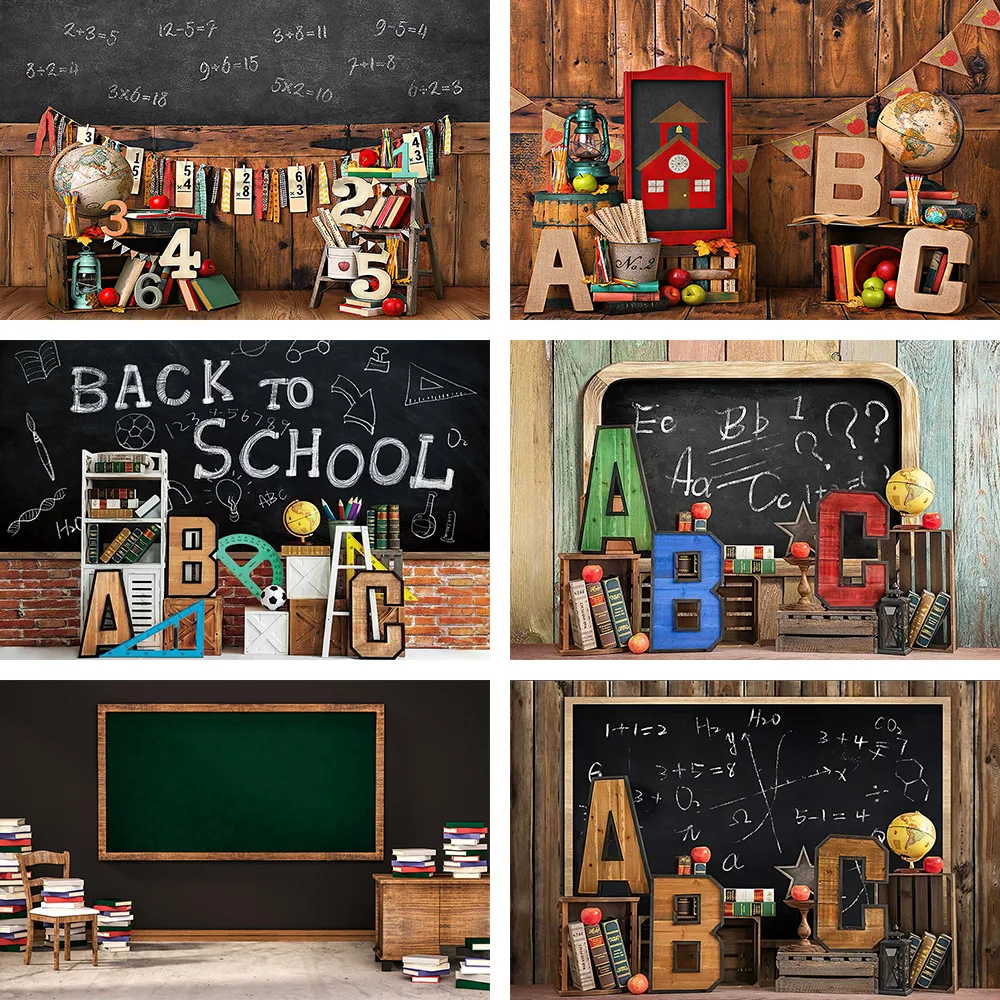 Avezano Products Photography Background Back to School Child Portrait Decor Book Pencil Globe Backdrop Photo Studio Photozone