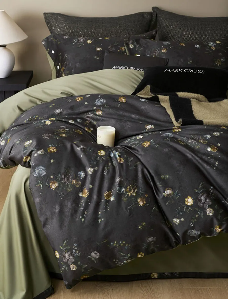 Elegant pastoral flower green pueple brown pink bedding set,full queen king cotton home textile bed sheet pillowcase duvet cover