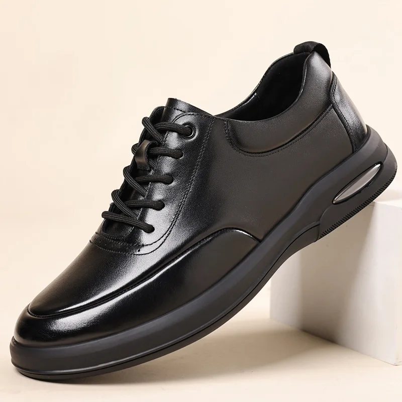 New Men's Business Leather Shoes Casual Formal Dress Oxfords British Style Wedding Flats Soft Breathable Walking Office Sneakers