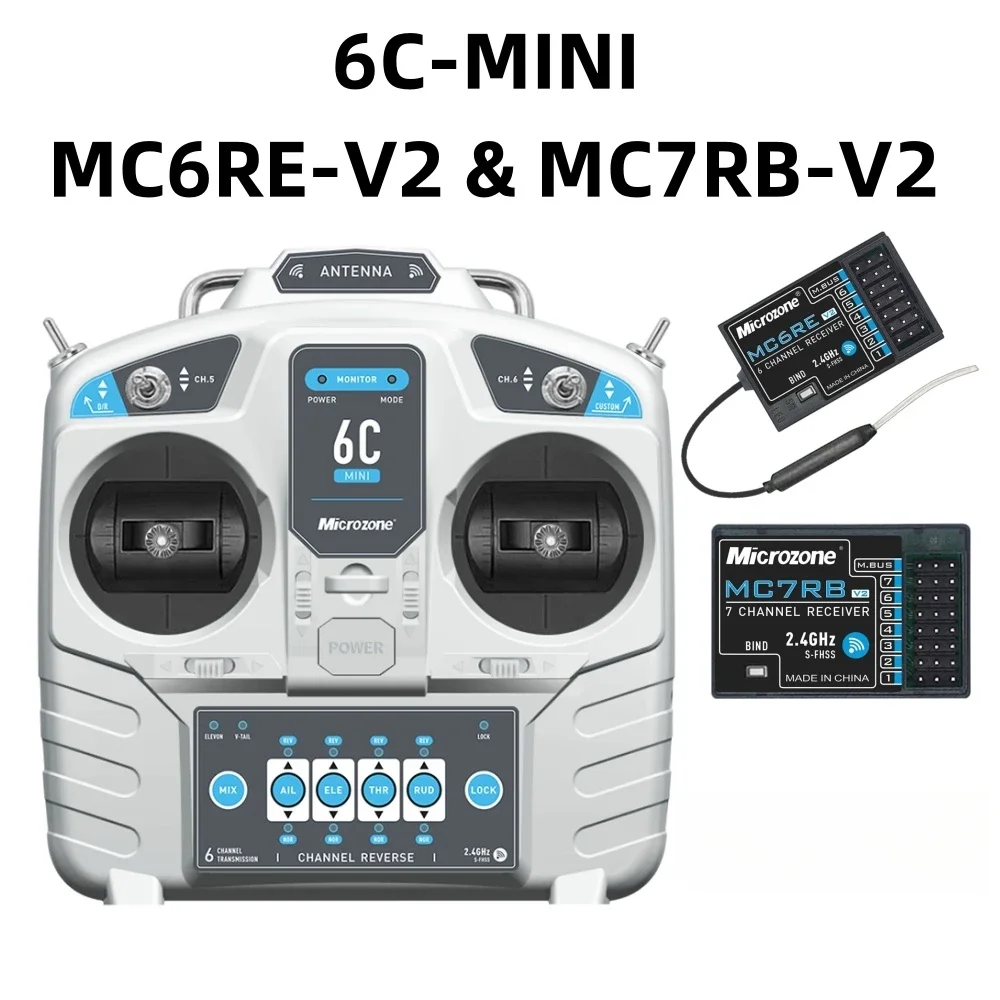 

MicroZone MC6C 2.4G 6CH Radio Controller with 2.4G MC6RE MC7RB Receiver For RC airplane drone multirotor helicopter car boat