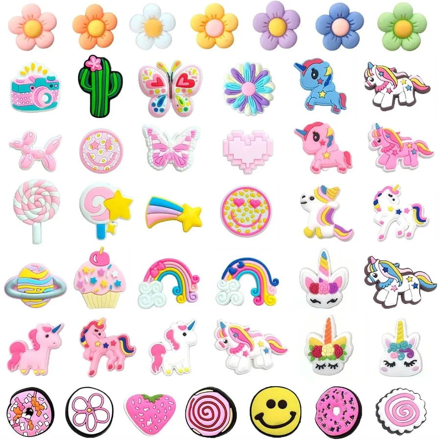 

Набор подвесок для обуви с милым розовым цветком и кукурузным пончиком