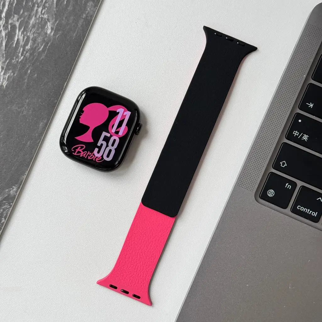 سوار رياضي بحزام مغناطيسي من السيليكون بلونين لساعة أبل 41 مللي متر 42 مللي متر 44 مللي متر 45 مللي متر 46 مللي متر 49 مللي متر IWatch Series 11 10 9 8 7 6 5 4SE #4
