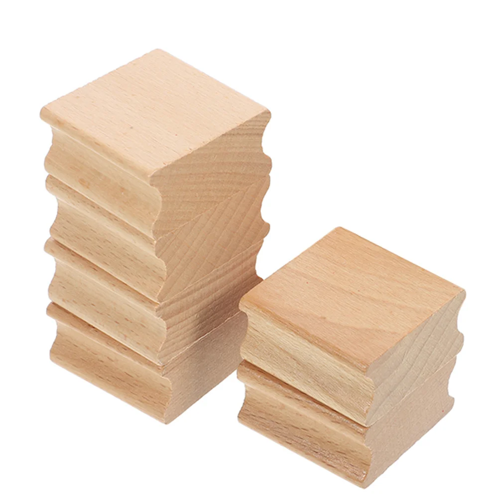

6Pcs Handmade Wooden Stamps Blank Beech Wood Carving Blocks for DIY Craft Scrapbook Stamper Diary Planner Square Seal