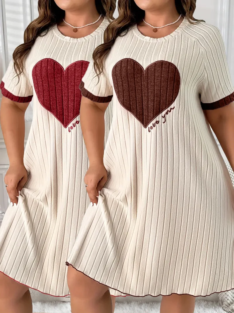 

Women's plus-size brushed cotton striped nightgown