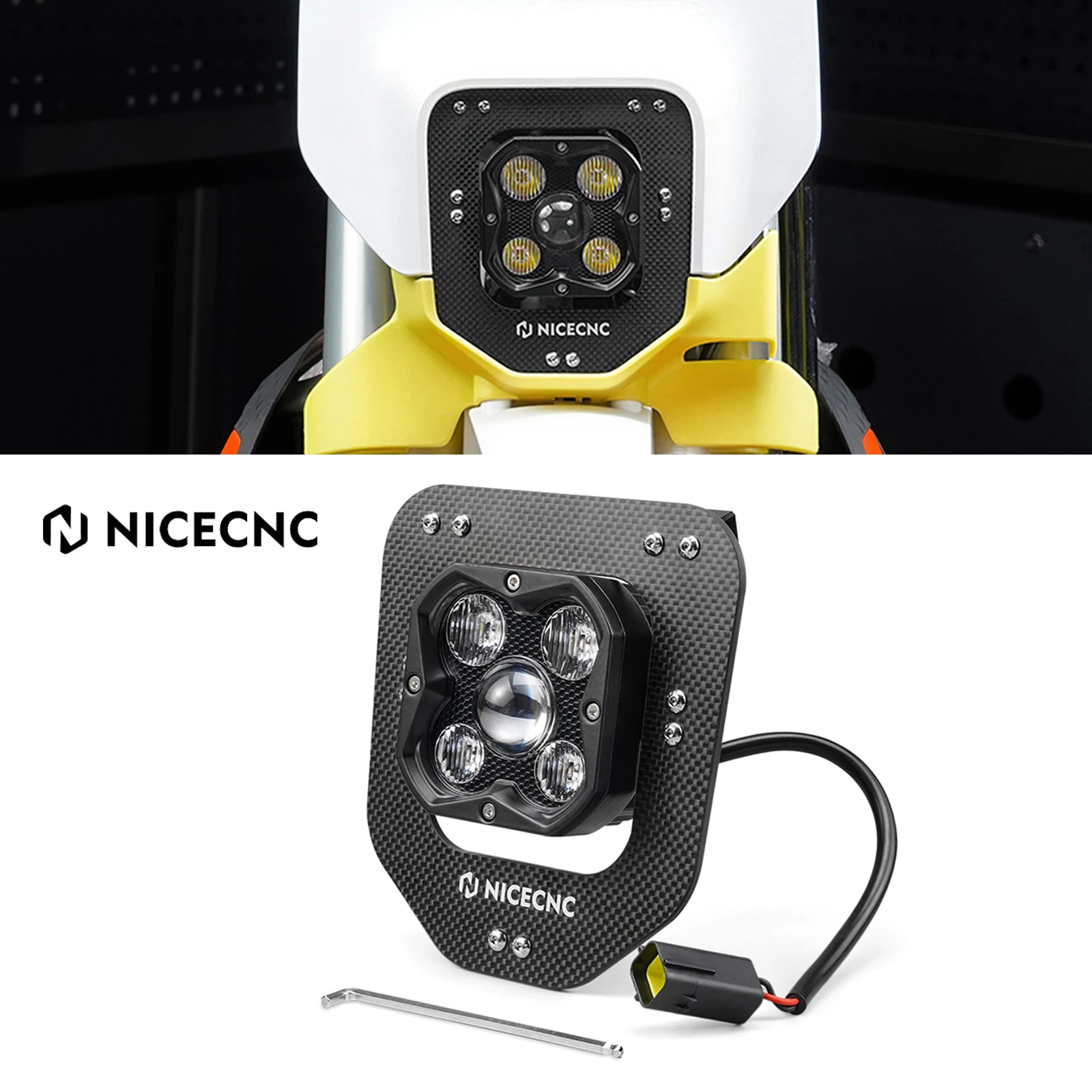 

NICECNC For Husqvarna 2024-2025 TE 300 TE 250 TE 150 FE 250 FE 350 FE 450 FE 501 Adjustable LED Lamp Headlight Kit 28W 6000K