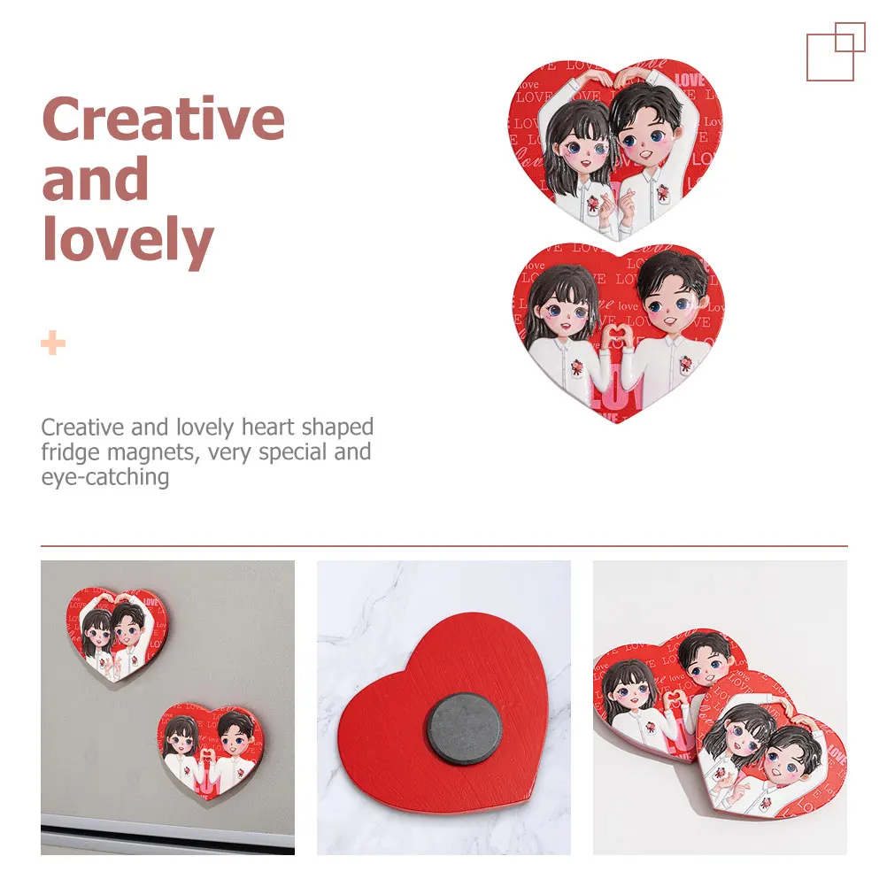 

Magnetic Heart Couple Refrigerator Stickers Magnets for Fridge Cartoon Cute