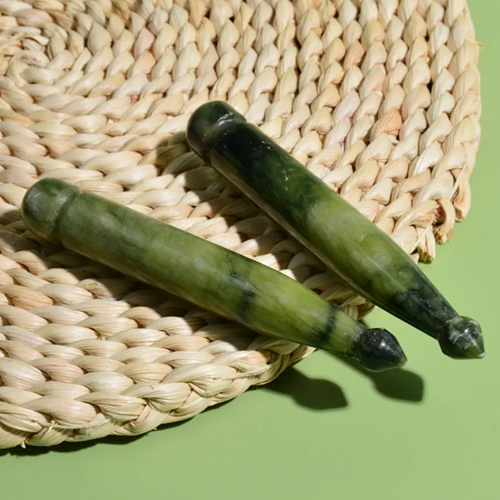 Jade Gua Sha Massage Stick Natural Jade Stone Facial Eye Back Relaxation Tool Portable Acupressure Massage Rod for Muscle