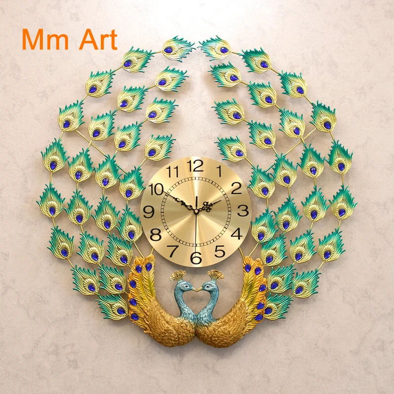 

Peacock Wall Clock Fashion European Style Simple Mute Quartz Clock Creative Majestic