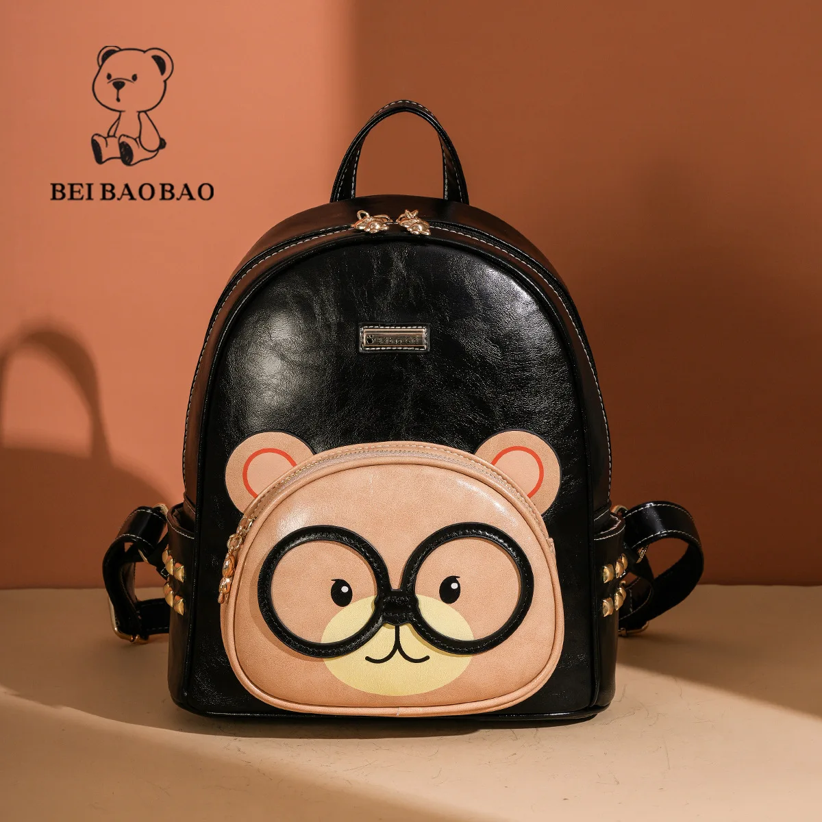 Beibaobao New Versatile Large Capacity Student Book Bag Trendy Simple Versatile Backpack Women\'s Cartoon Shoulder Bag