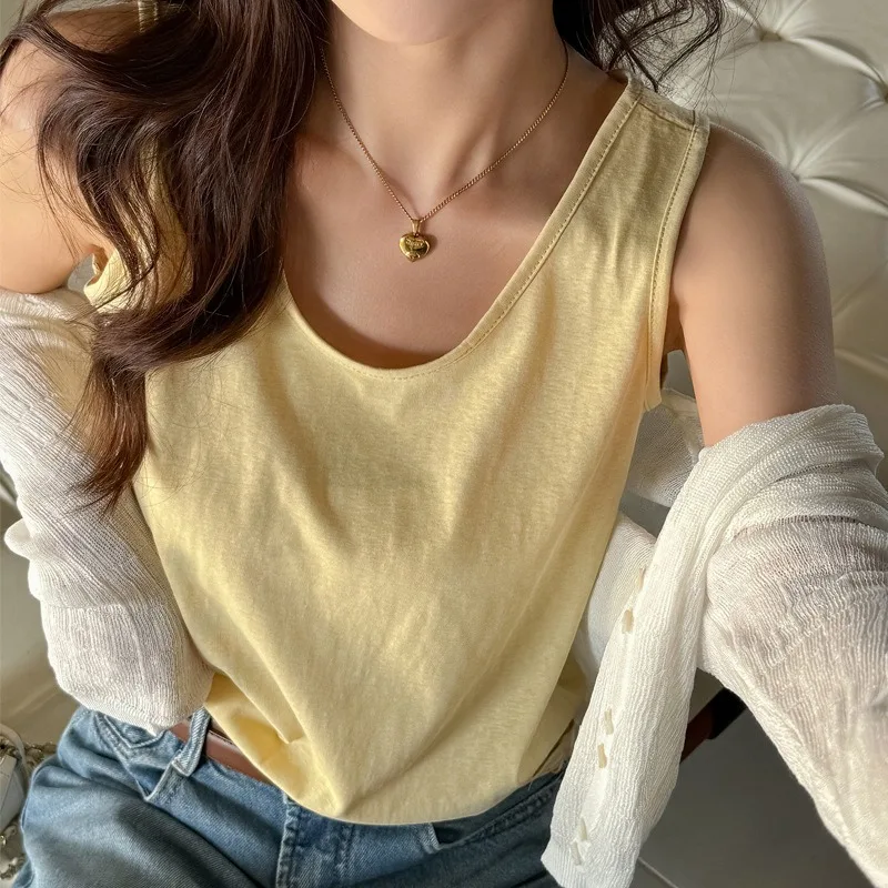 Women Spring Summer Versatile Relaxed Laid-back Style Fashionable Outerwear-style Casual Short Vest Sleeveless Top New Clothing