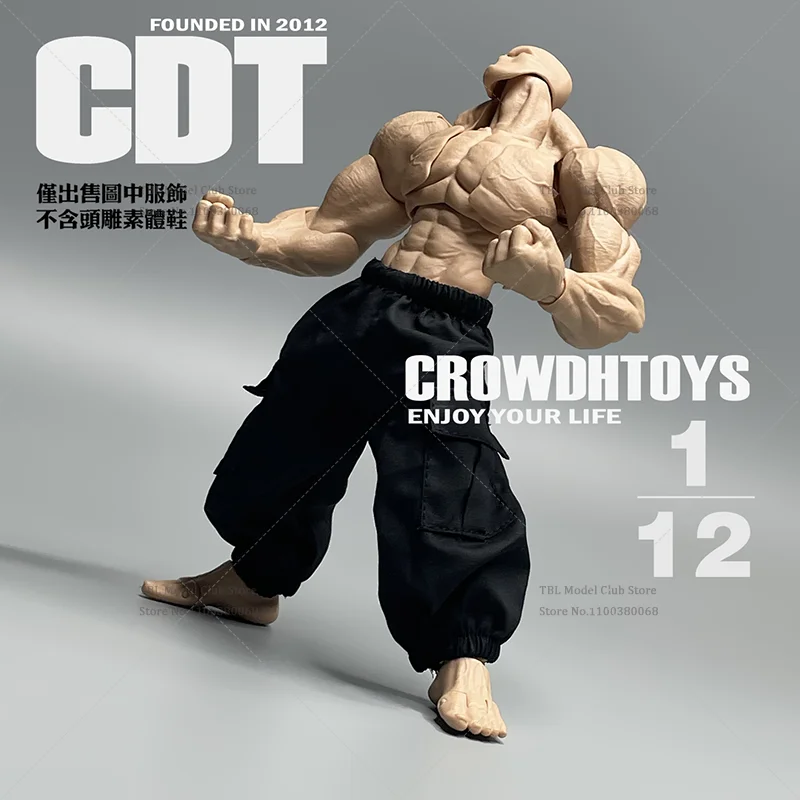 1/12 Scale Male Clothes Khaki/Black Minimal Cargo Pants For 6-inch Action Figure Soldier Romankey Strong Muscular Body Type