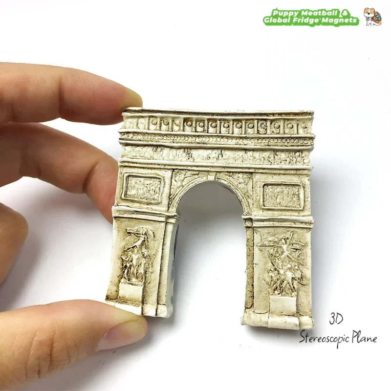 Hand-Painted France Paris Arc De Triomphe Refrigerator Magnet Architectural High-End Vintage Creative Cultural Furniture Decor