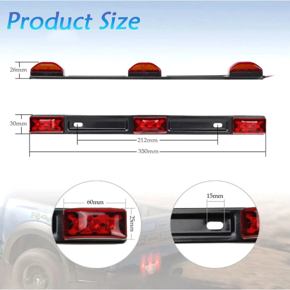 14inch 3 Lamps 9 LEDs Tailgate Light Bar Mount For Dodge RAM Ford F150 F250 F350 Toyota Tundra Sealed ID Light Bar