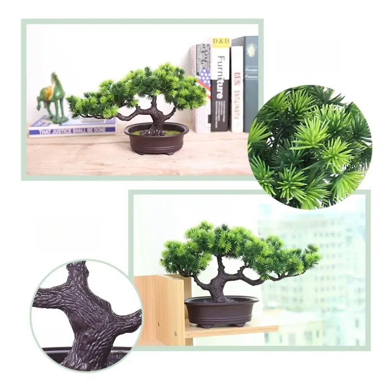 Artificial Pine Plants Bonsai Fake Tree Plastic Plants Landscape Simulation Tree Garden Home Ornaments Office Desktop Decoration