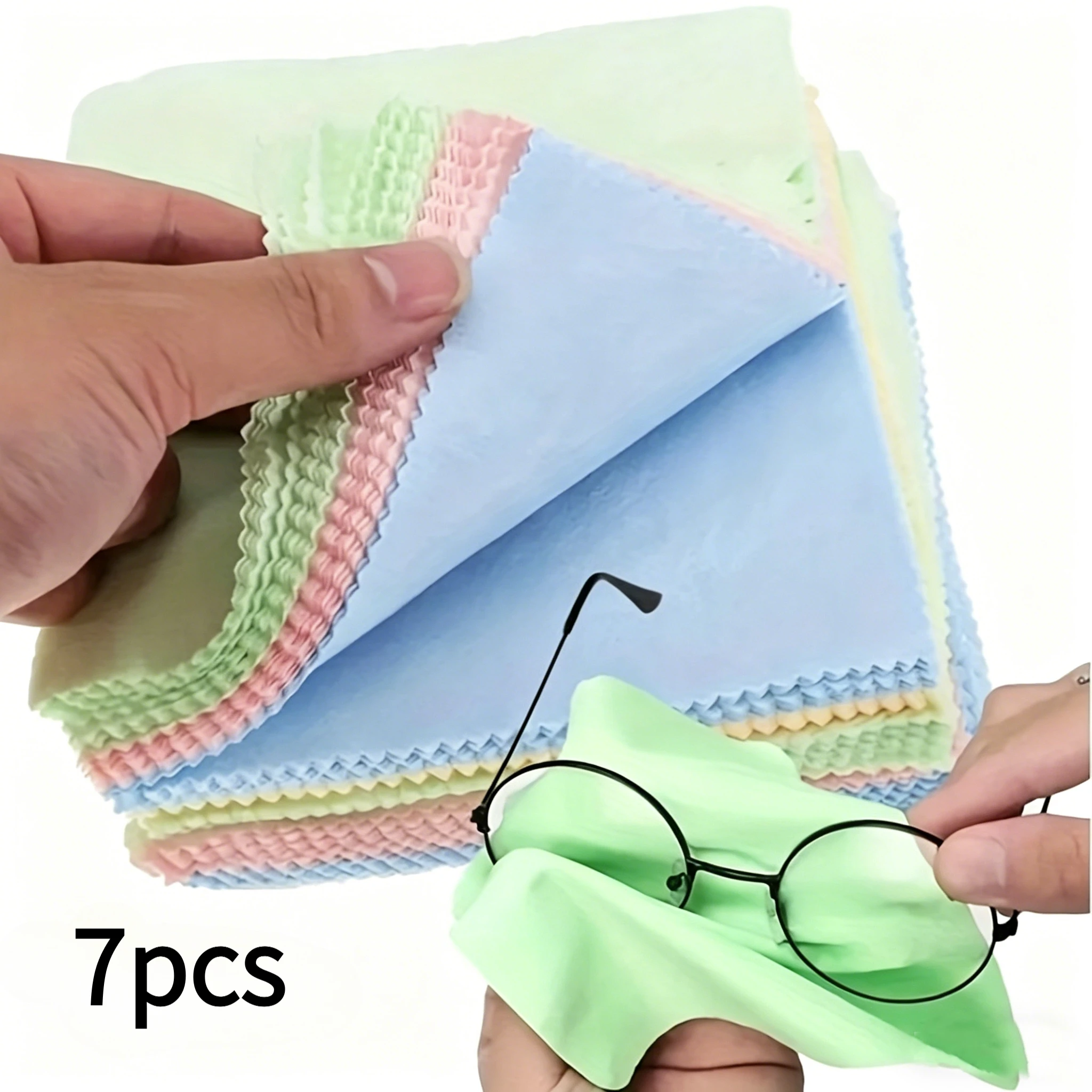 7Pcs Microfiber Cleaning Cloths Random Color Soft Thick Odor‑Free Wipes for Glasses Camera Lens Phone Screen