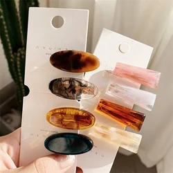 Korean chic retro oil painting marble texture hairpin cool wind geometric oval resin edge clip bangs hairpin