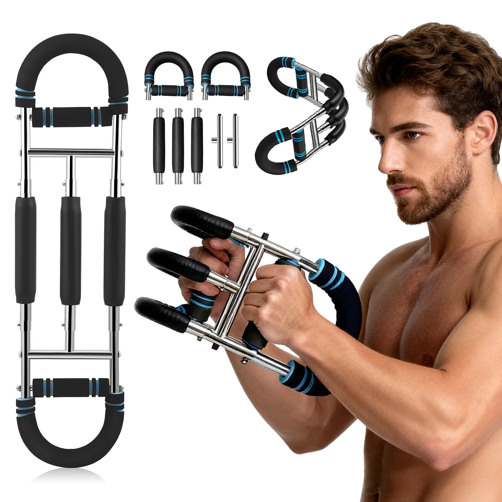 Barra de Ejercicios Twister Arm, Ajustable de 40-60 kg, para Fortalecer Antebrazos, Tríceps y Pecho