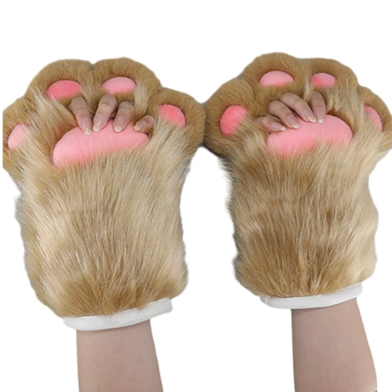 50JB Cat Paw Gloves Devil Girls Halloween Cosplay Squeak Props Paw Fursuit