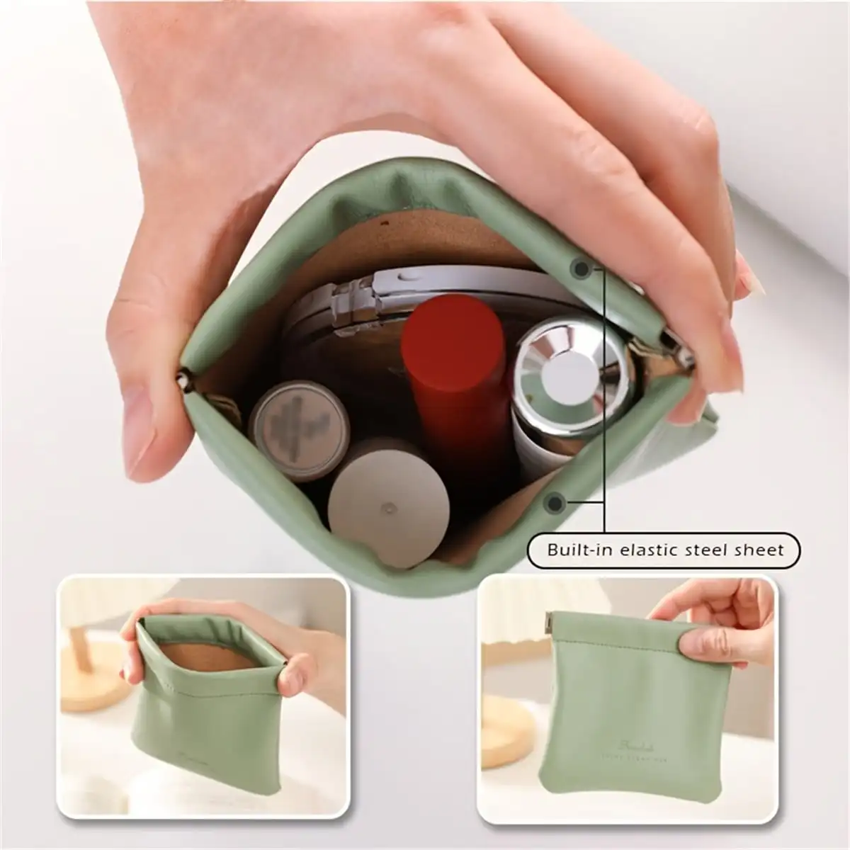 1PC Random Color Data Cable Storage Bag Charging Data Cable Automatic Tight Mouth Closure Portable Universal Mini Wallet