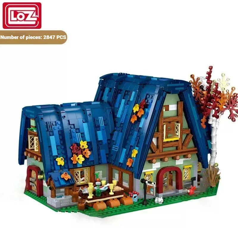 LOZ simulación casa de madera juguetes de bloques de construcción adorno de escritorio, juguete de ensamblaje de modelo de construcción DIY, regalo de cumpleaños para niños