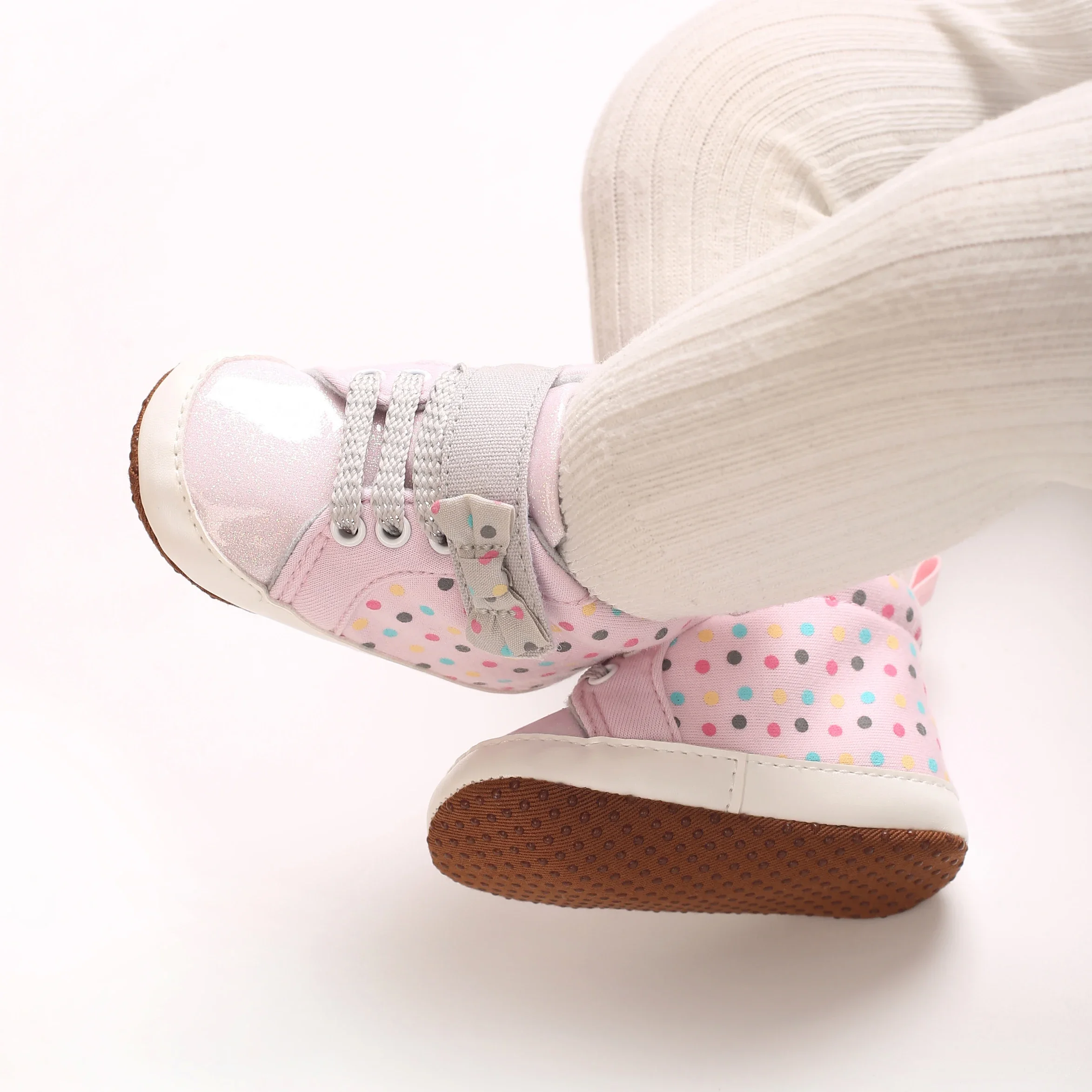 Frühlings- und Herbst-Neuheit: Süße, bunte Polka-Dot-Stoffschuhe für Babymädchen, bequeme Sneaker mit weichen Sohlen. – Detail 9