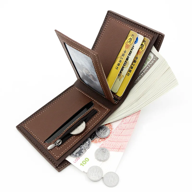 2024 New Short Men Wallets Slim Card Holder Name Print Male Purses Luxury PU Leather Coin Pocket High Quality Small Men\'s Wallet