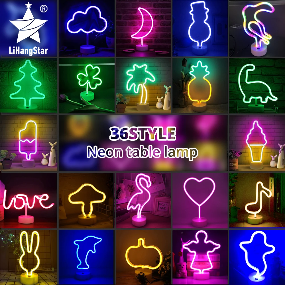 LED Neon Light Holiday Night Light USB Battery-powered Christmas Party Gift Wedding Home Neon Table Lamp Decoration Night Light