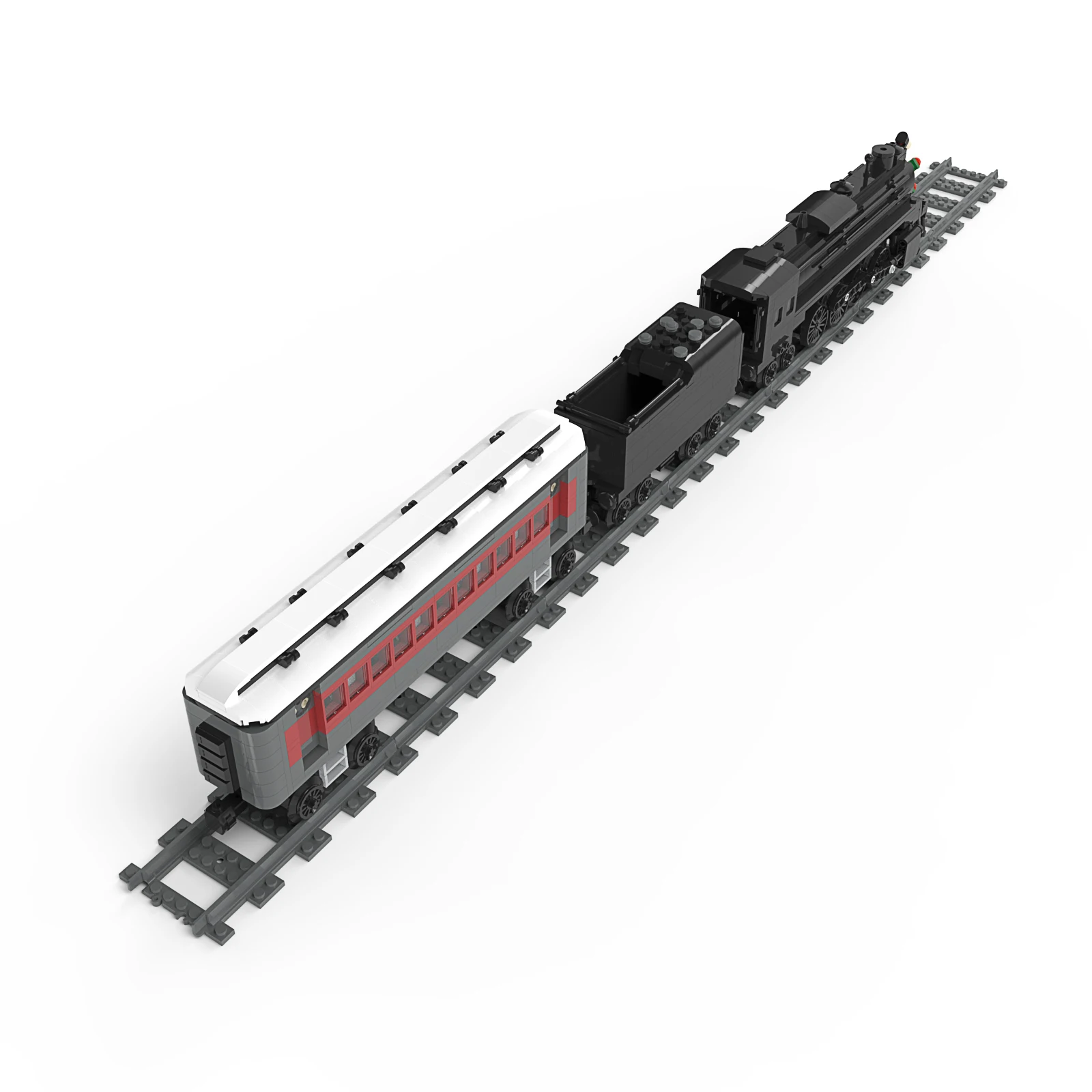 BuildMOC High-Tech Track Railway Vehicle Bricks Polar Express Steam Train Christmas Snow Building Block Xmas Gifts for Children