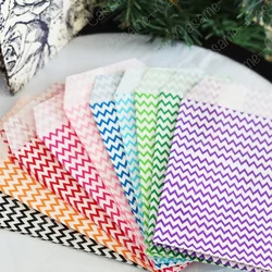Mini Multicolour chevron Kraft Paper Gift Bags - Pure Color Pouches for Wedding Party Invitations Greeting Cards and Guest Gifts