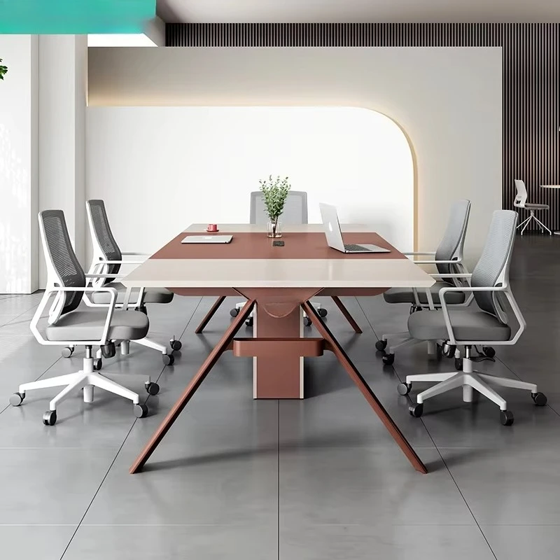 

Modern rectangular office conference tables, made of durable wood and metal materials, are wear-resistant and fireproof