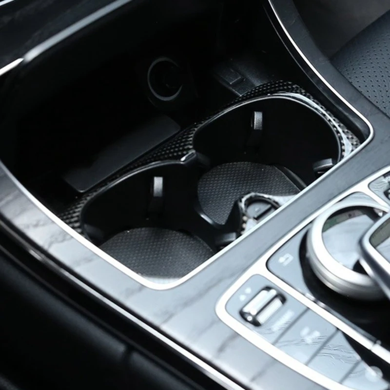 

Для Mercedes Benz W205 C Class C180 C200 C300 GLC аксессуары из углеродного волокна, салон автомобиля, держатель для чашки, рамка, наклейки