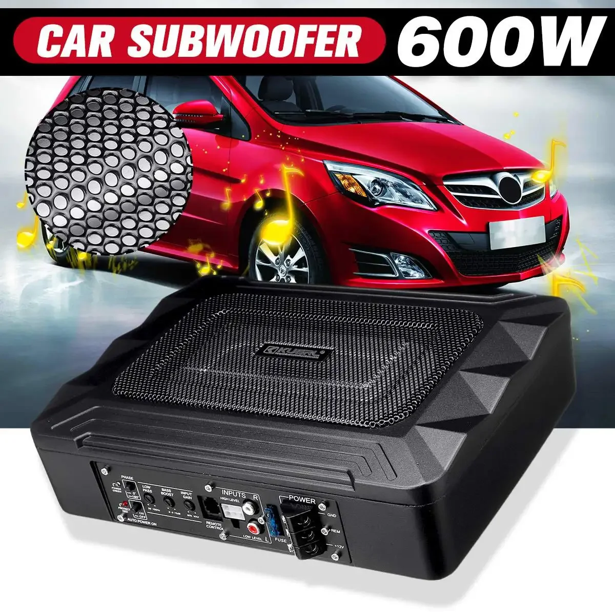 600W Car Subwoofer Audio Speaker Amplifier Built-in Power Active Audio Processor Auto Surround Sound Car Amplifier Music Player