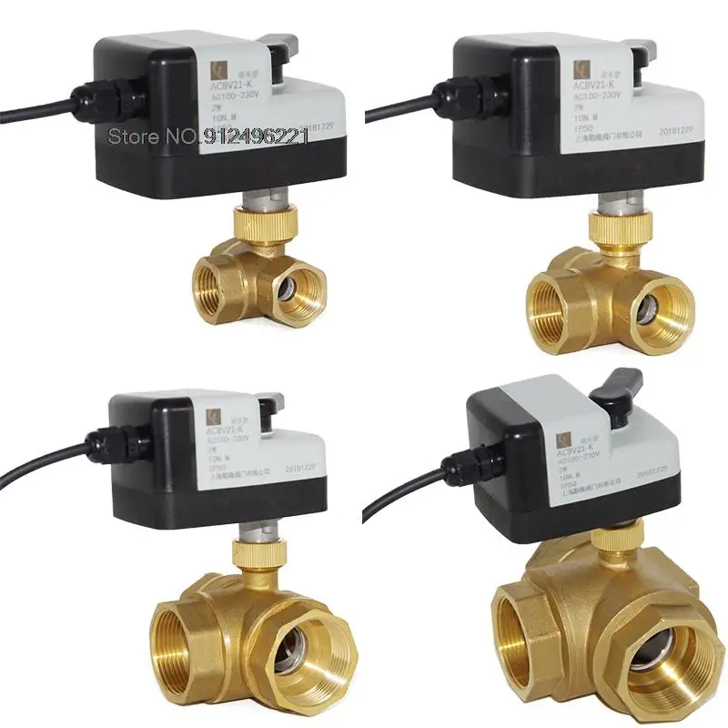 AC220V DC24V normally open valve normally closed Electric ball valve switch solenoid valve two wire electric 3 way ball valve